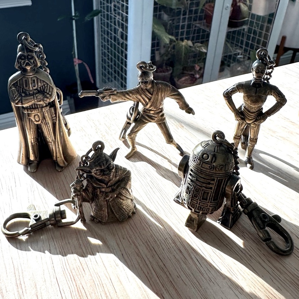 1990s Vintage Star Wars Brass Keychains, Set of 5